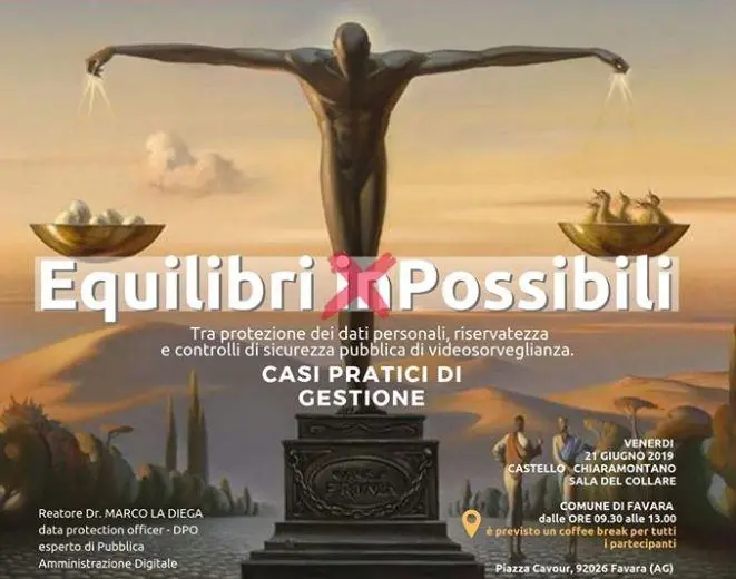 Immagine in evidenza del post: Comune di Favara: evento su protezione dati personali, "Equilibri Possibili"