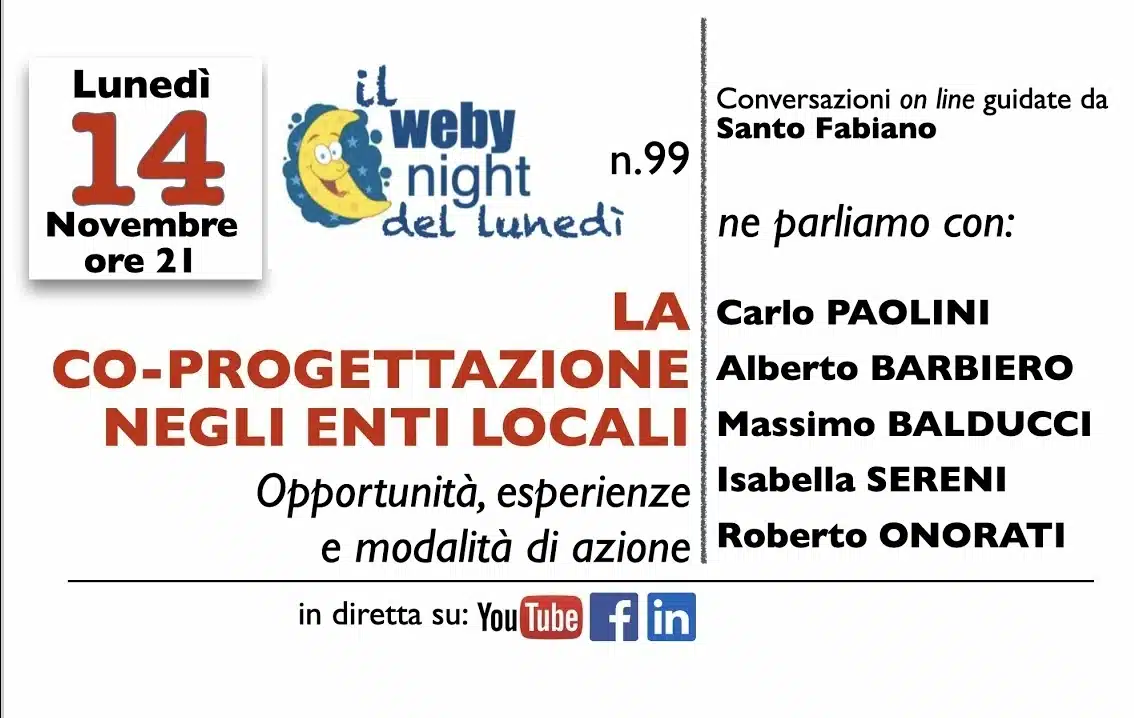 Immagine in evidenza del post: Webynight del 14 novembre: la co-progettazione negli Enti Locali