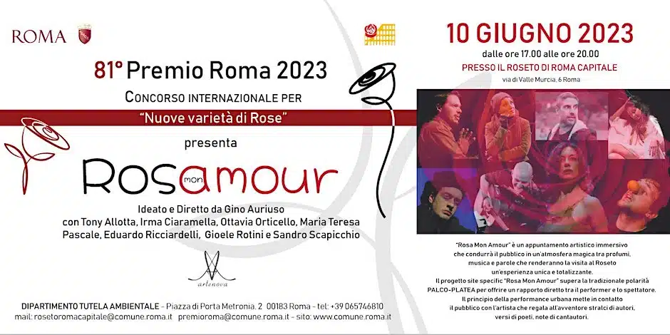 Immagine in evidenza del post: Premio Roma - Rosa Mon Amour 2023: i dettagli dell'evento