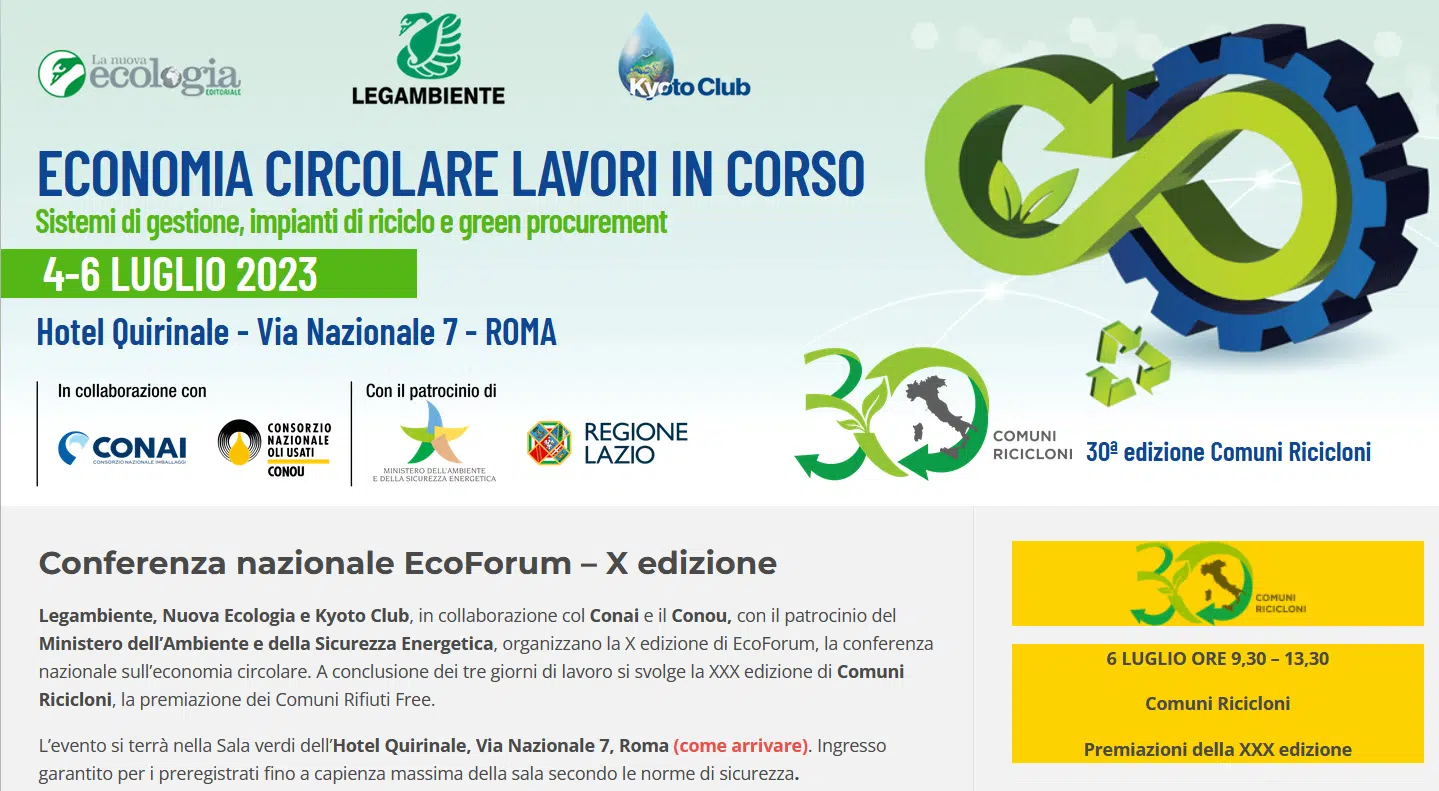 Immagine in evidenza del post: L’economia circolare protagonista al X Ecoforum Di Roma