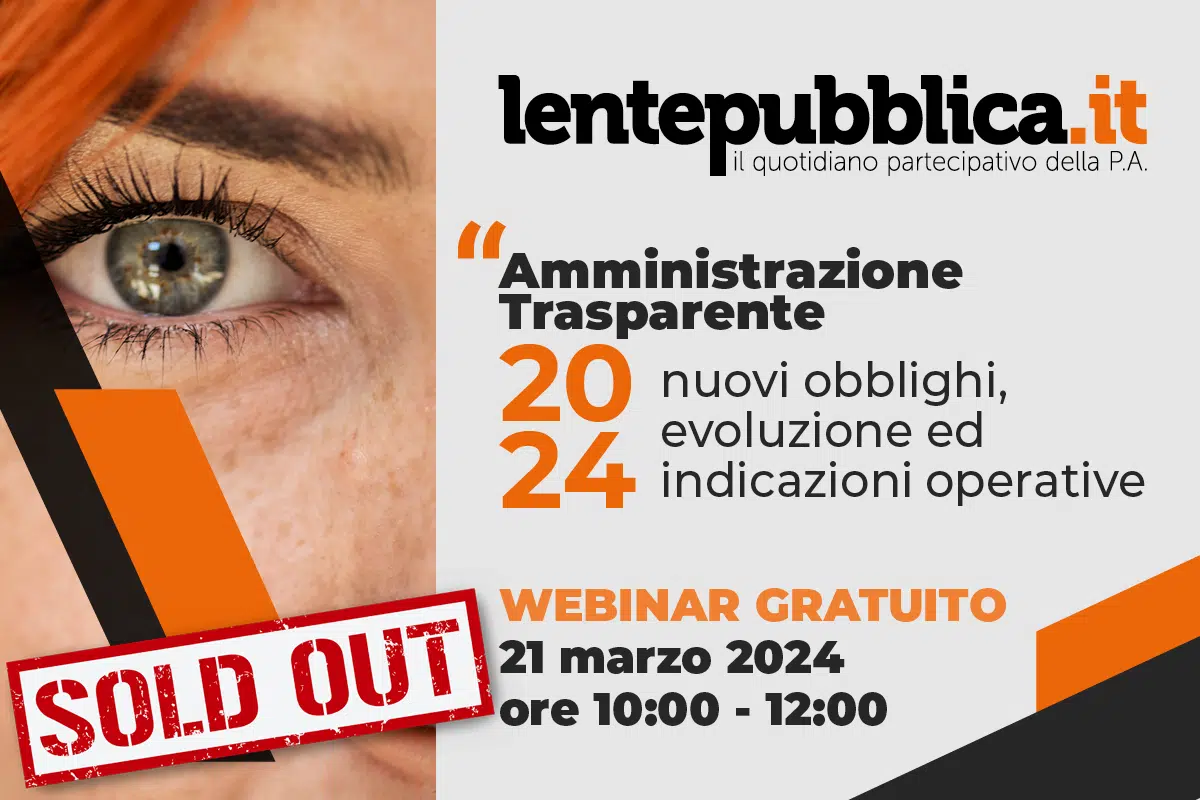 Immagine in evidenza del post: Amministrazione Trasparente 2024: è sold out il webinar di Lentepubblica con Anac