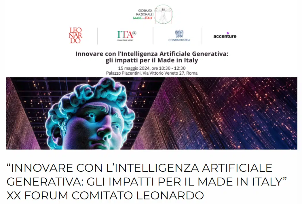 Immagine in evidenza del post: Il XX Forum annuale del Comitato Leonardo: Intelligenza Artificiale Generativa e il Futuro del Made in Italy