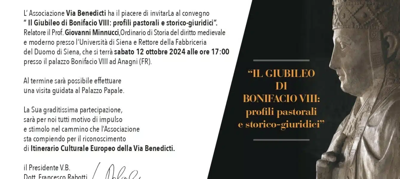 Immagine in evidenza del post: Il Giubileo di Bonifacio VIII: profili pastorali e storico-giuridici: evento ad Anagni